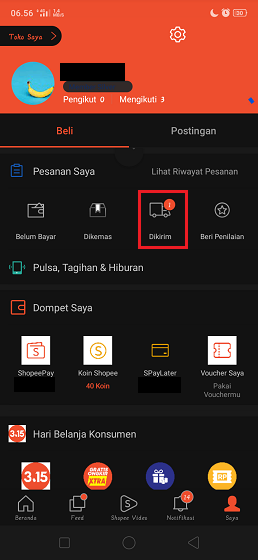 Cara Melihat Perjalanan Paket Shopee