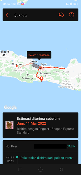 Cara Melihat Perjalanan Paket Shopee 3
