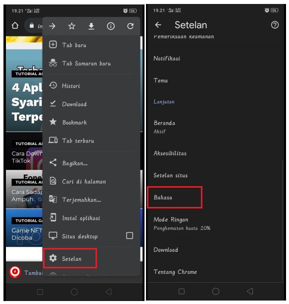 Setelan Browser Chrome Android