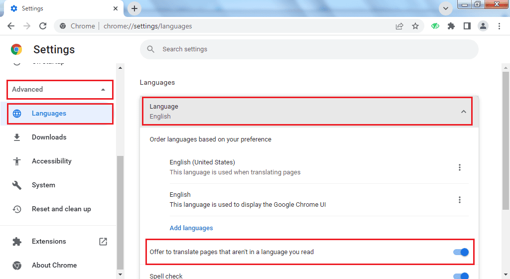 Languages Settings Google Chrome
