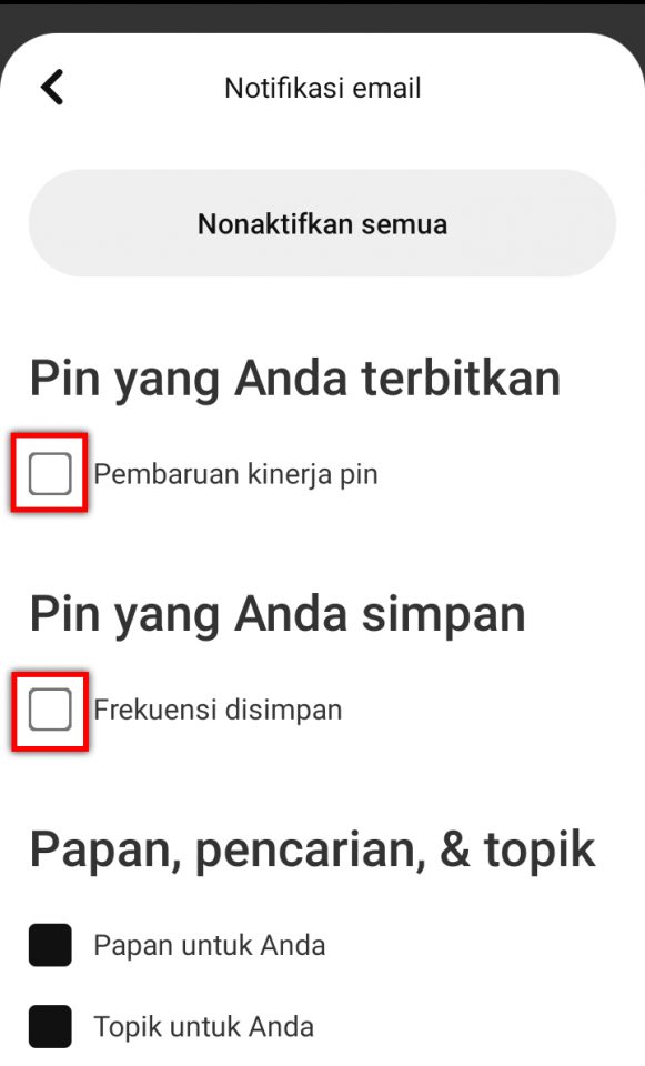 Cara Menghentikan Notifikasi Email Dari Pinterest