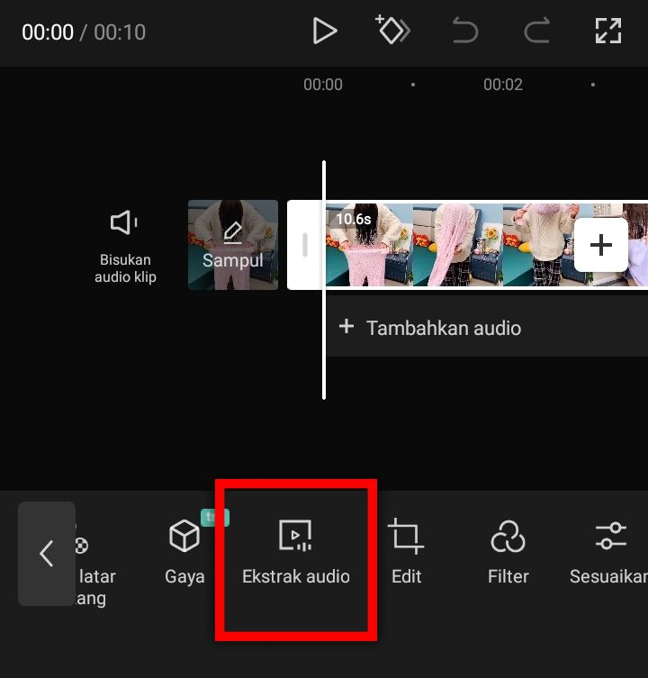 Cara memisahkan audio dari video di capcut