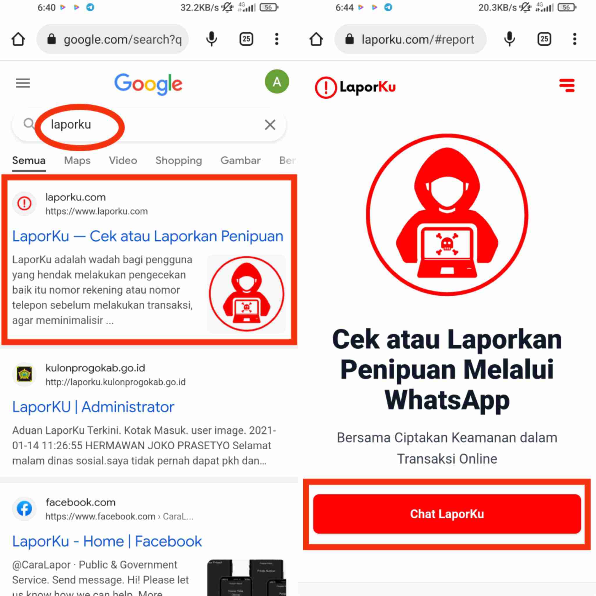 Cara Melapor Penipuan Langsung Dengan WhatsApp 1