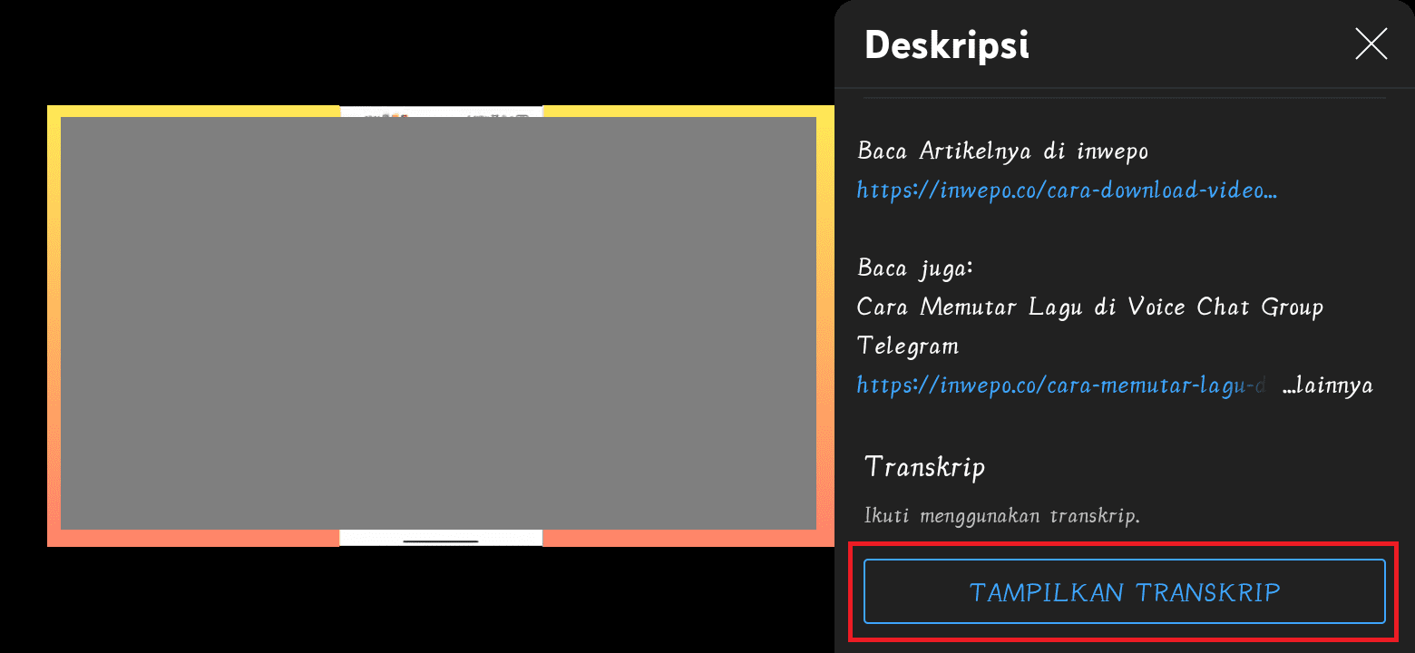 Cara Menggunakan Fitur Teks Transkip di YouTube Android 2